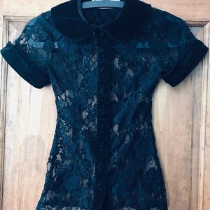 WHEELS and DOLLBABY Super Rare Lace/Velvet Shirt